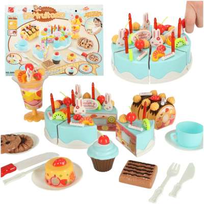 Birthday cake cutting kitchen 75 pieces blue