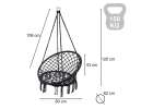 Huśtawka LUARO fotel bocianie gniazdo czarne 80cm 150kg 5