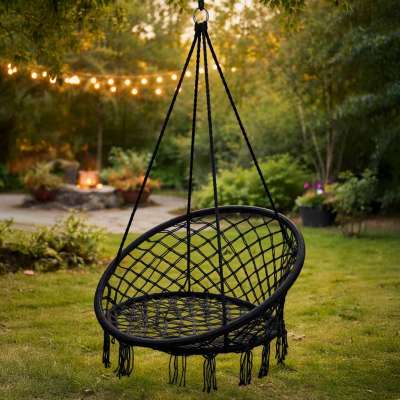 LUARO swing chair stork's nest black 80 cm 150 kg