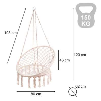 LUARO swing chair stork's nest ecru 80 cm 150 kg