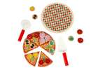 Pizza drewniany zestaw do zabawy na rzep  akcesoria łopatka nóż talerz nauka krojenia 20cm 2