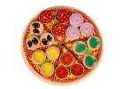 Pizza drewniany zestaw do zabawy na rzep  akcesoria łopatka nóż talerz nauka krojenia 20cm 3