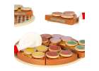 Pizza wooden play set velcro accessories spatula knife plate learning to cut 20cm 6