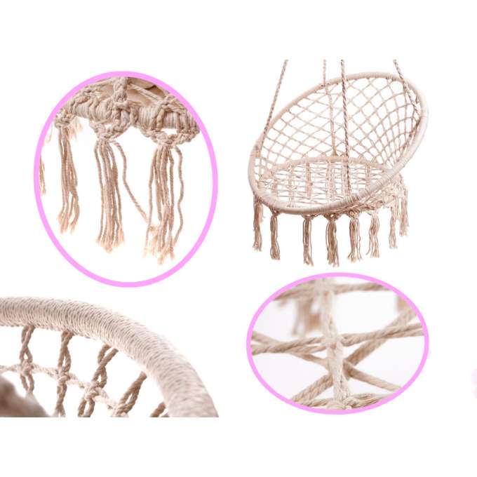Stork's nest armchair swing with backrest ecru 80cm