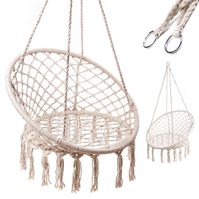 Swing armchair stork's nest with backrest ecru 80cm