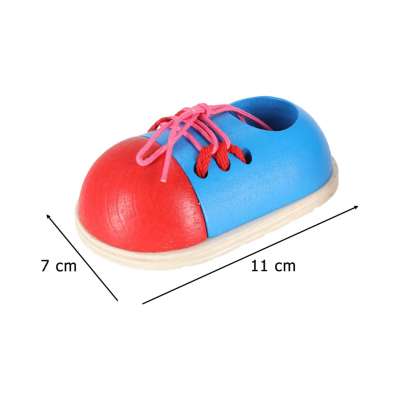 Wooden shoes for learning how to tie shoelaces 2 pieces