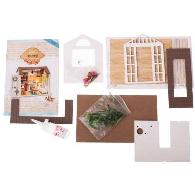 Dollhouse wooden living room model to assemble LED 8008-A