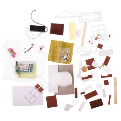 Dollhouse wooden living room model to assemble LED 8008-A