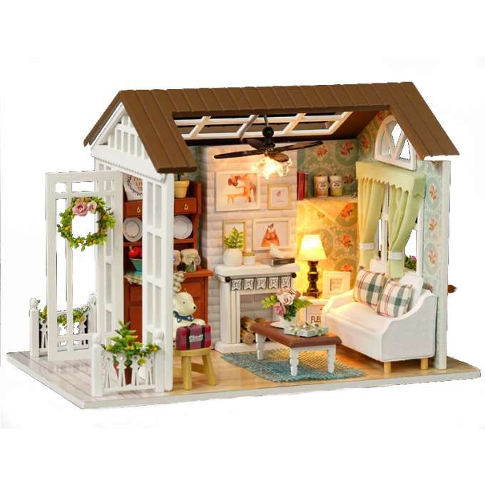 Dollhouse wooden living room model to assemble LED 8008-A