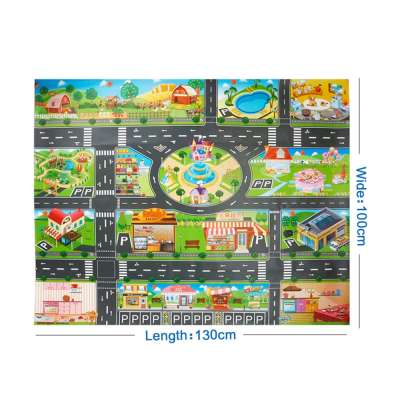Play mat city street + street signs waterproof colorful 130x100cm