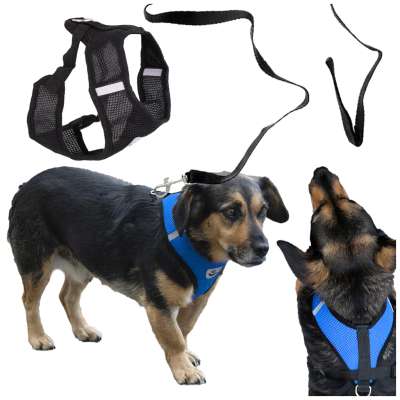 Pressureless walking harness adjustable reflector for dog cat + leash size XL