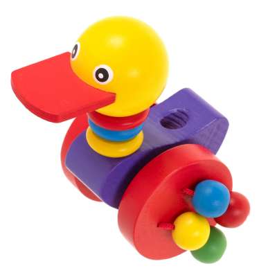 Pusher on a stick wooden walking duck