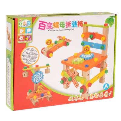 Construction set wooden chair blocks