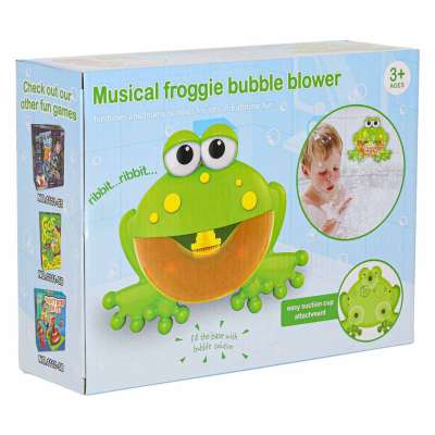 Foam bubble generator frog bath toy