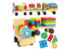 Wooden sorter dexterity puzzle train locomotive + wagons 30cm 1