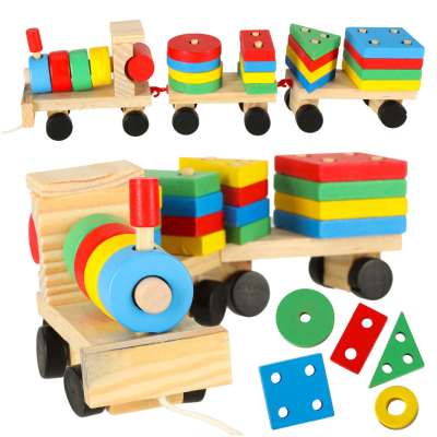 Wooden sorter dexterity puzzle train locomotive + wagons 30cm