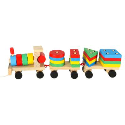 Wooden sorter dexterity puzzle train locomotive + wagons 30cm