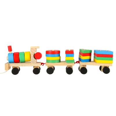 Wooden sorter dexterity puzzle train locomotive + wagons 30cm