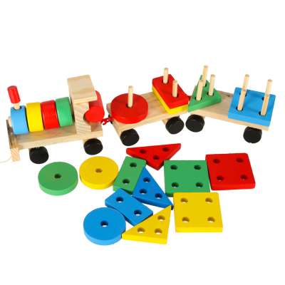 Wooden sorter dexterity puzzle train locomotive + wagons 30cm