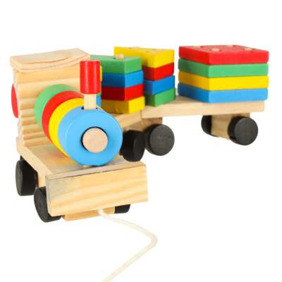Wooden sorter dexterity puzzle train locomotive + wagons 30cm