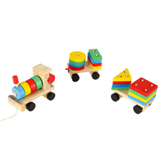 Wooden sorter dexterity puzzle train locomotive + wagons 30cm