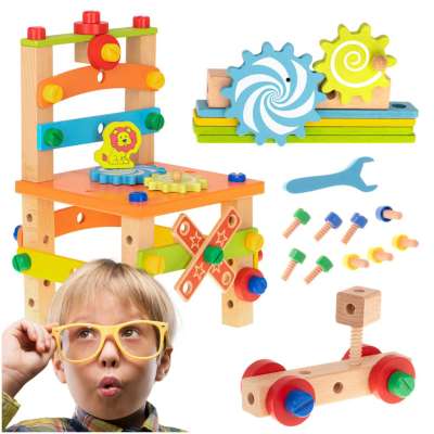 Workshop educational chair wooden blocks construction set 49el.