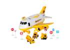 Folding plane transporter with cars + 3 construction vehicles lights sound 6