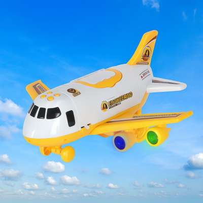 Folding plane transporter with cars + 3 construction vehicles lights sound