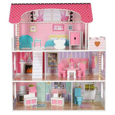 MDF wooden dollhouse furniture 70cm pink LED