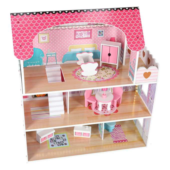 MDF wooden dollhouse furniture 70cm pink LED