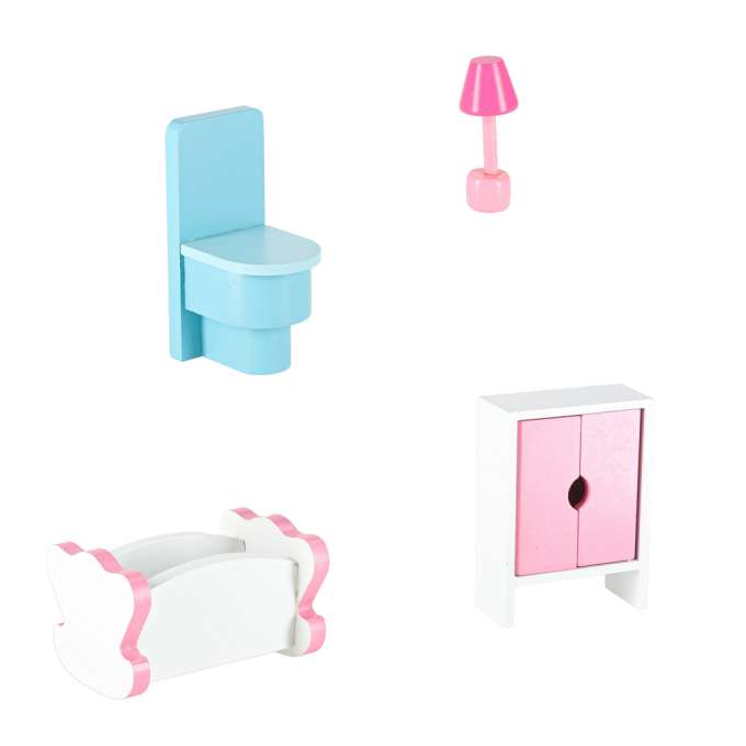 MDF wooden dollhouse furniture 70cm pink LED