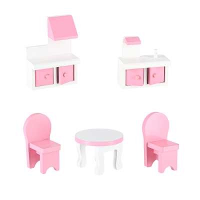MDF wooden dollhouse furniture 70cm pink LED