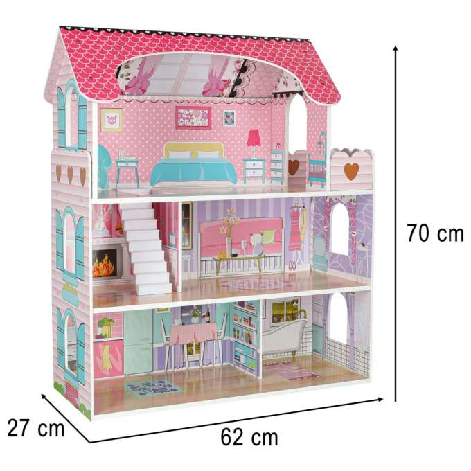 MDF wooden dollhouse furniture 70cm pink LED