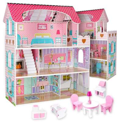 MDF wooden dollhouse furniture 70cm pink LED