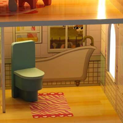 MDF wooden dollhouse furniture 70cm pink LED