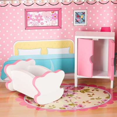 MDF wooden dollhouse furniture 70cm pink LED