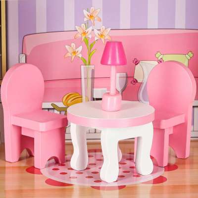 MDF wooden dollhouse furniture 70cm pink LED