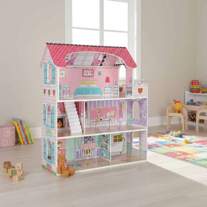 MDF wooden dollhouse furniture 70cm pink LED