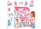 MDF wooden dollhouse furniture 70cm pink LED 1