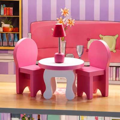 MDF wooden dollhouse furniture 70cm pink LED