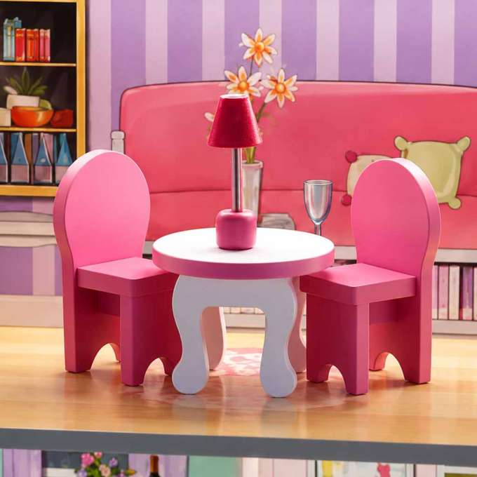 MDF wooden dollhouse furniture 70cm pink LED