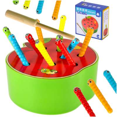 Magnetic wooden caterpillar apple