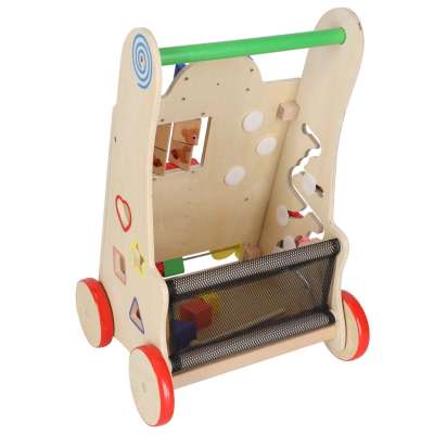 Push toy for children wooden walker educational cube 6-in-1