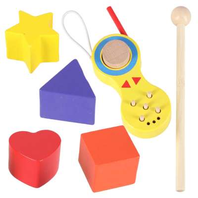 Push toy for children wooden walker educational cube 6-in-1