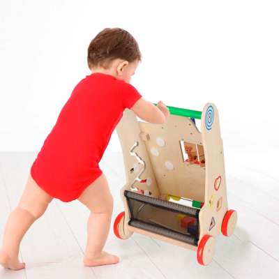 Push toy for children wooden walker educational cube 6-in-1