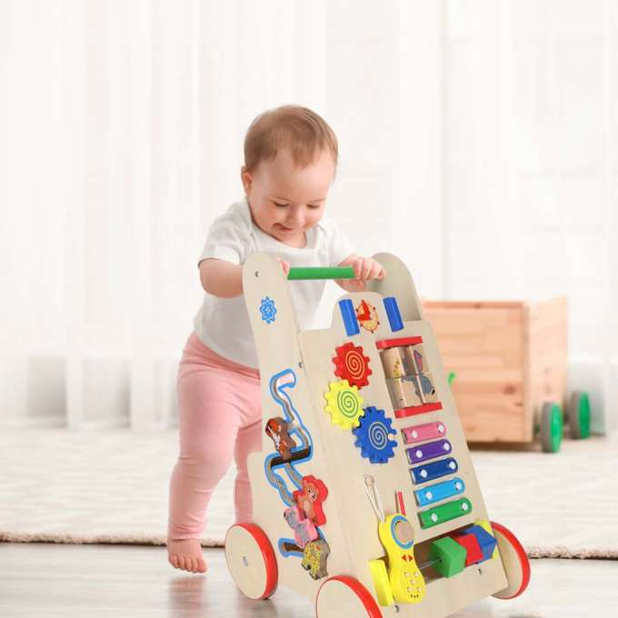 Push toy for children wooden walker educational cube 6-in-1