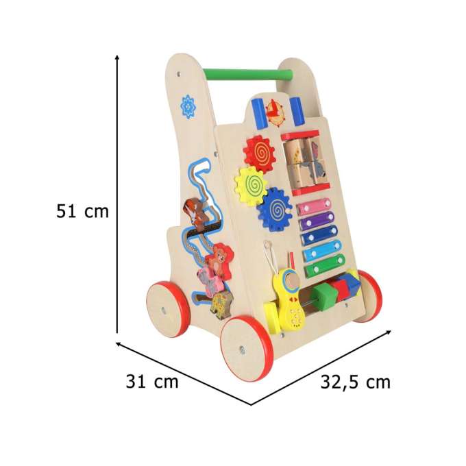 Push toy for children wooden walker educational cube 6-in-1