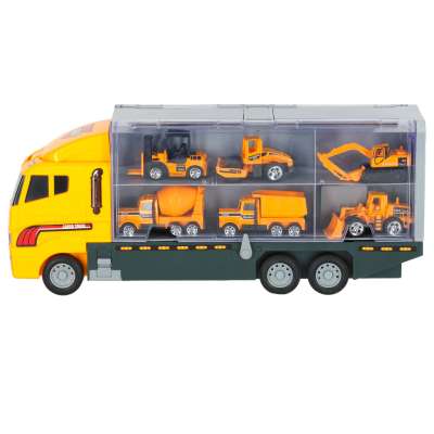 Transporter truck TIR launcher + metal cars construction machinery
