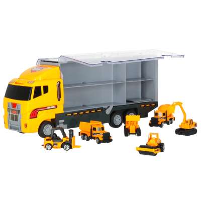 Transporter truck TIR launcher + metal cars construction machinery