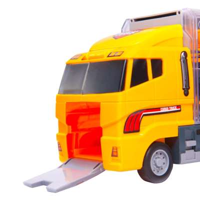 Transporter truck TIR launcher + metal cars construction machinery